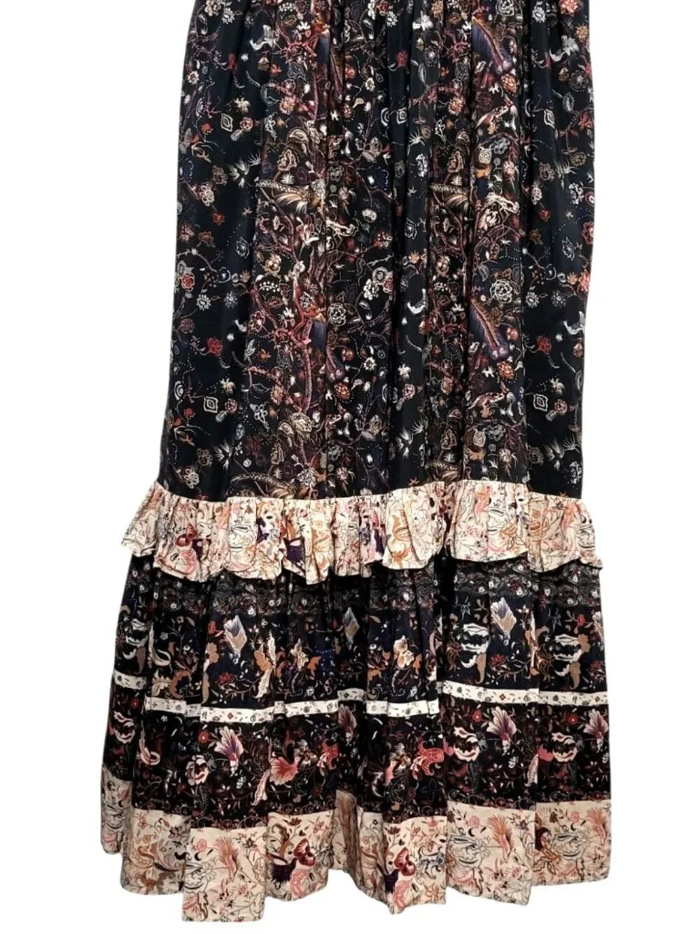 Ulla Johnson Zanna Silk Dress MIdnight Floral Ruffle Midi